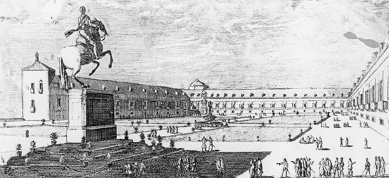 Voorgevel en ingang van het Buen Retiro-paleis, Madrid